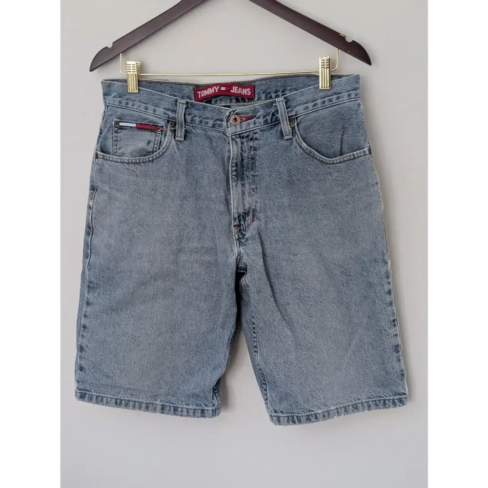 Vintage Tommy Hilfiger Denim Shorts Light Wash Y2K November 2002 Size 32